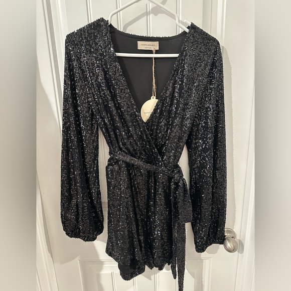 Black Sequin Romper - Picture 1 of 5
